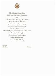 ["The Honorable Carl Albert and The Honorable Michael J. Mansfield are hosting a reception and dinner honoring Members of Parliament of the United Kingdom of Great Britain and Northern Ireland on June 3, 1976 at the National Portrait Gallery. Guests are requested to wear black tie and RSVP to The Speaker of the United States House of Representatives."]