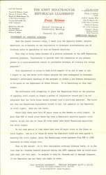["The official statement and press conference covers topics including voting rights legislation, the Republican Party record on civil rights, legislation creating the Department of Housing and Urban Development, the Civil Rights Act of 1957, and the Republican response to President Kennedy's 1962 State of the Union message"]