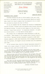 ["The official statement and press conference covers topics including President Kennedy's 1960 campaign promises, the public works bill, the farm bill, Medicare legislation, the Billie Sol Estes scandal"]