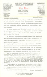 ["The official statement and press conference covers topics including President Kennedy's legislative proposals, farm policy, Nelson Rockefeller's 1964 presidential campaign, results of the 1963 election, civil rights legislation"]