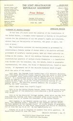 ["The official statement and press conference covers topics including the Supreme Court's Reynolds v. Sims decision, state legislative apportionment, the Civil Rights Act of 1964, and aid-to-poverty legislation"]
