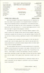 ["The official statement and press conference covers topics including the Taft-Hartley Act Section 14(b), state legislative reapportionment; the Vietnam War, the Farm Bill"]