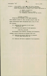["Memorandum B Outlines The Senate Constitutional Rights Subcommittee Hearings On Federal Civil Rights Legislation, Which Featured Testimony From 60 Witnesses. It Highlights The Diverse Viewpoints Presented And Includes Statements Submitted By Various Organizations And Individuals."]