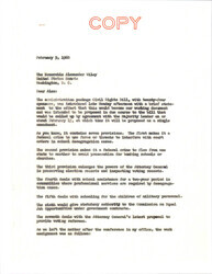 ["Duplicate Of A Letter To Senator Wiley With A Summary Of The Civil Rights Bill With Work Assignments."]