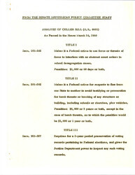["Memorandum From The Senate Republican Policy Committee Staff Summarizing Celler Bill H.R.8601 Putting School Segregation, Obstruction Of Justice Across State Lines Under Federal Jurisdiction, Details Record Retention For Federal Elections, Authorizes Civil Rights Commission To Administer Oaths And Take Witness Statements, Fund Education For Children Of Military Personnel, Support Of Fair Elections."]