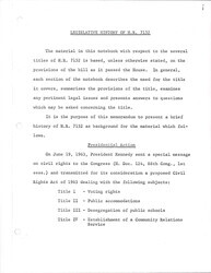 ["Complete Binder Of Research On The Civil Rights Act Of 1963. Financial And Personnel Impacts, Support And Constitutionality, Scope, Legality, Criticisms, History Of Segregation And Impacts At Schools, For The Military And Government Officials' Children, And Interstate Commerce, As Well As Abundant Supporting Statements."]