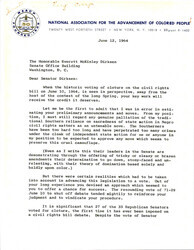["Letter From Roy Wilkins, Executive Secretary Of The National Association For The Advancement Of Colored People, To Senator Everett Mckinley Dirksen Thanking Senator Dirksen For Voting For Cloture On The Civil Rights Bill."]