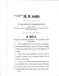 ["H.R. 6400, The Voting Rights Act Of 1965 Enforcing The 15th Amendment."]
