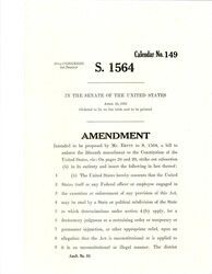 ["Additional Amendment  Proposed By Senator Ervin To Bill S. 1564, Later Known As The Voting Rights Act Of 1965. This Amendment Inserted Subsection (b) On Pages 28 And 29 Into The Bill."]