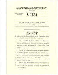 ["Copy Of The Voting Rights Act Of 1965 From The Senate - House Conference About Bills S. 1564 And H.R. 6400"]