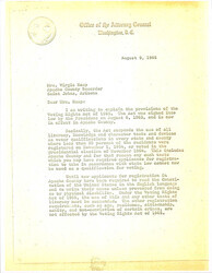 ["Letter From The Attorney General Explaining The Voting Rights Act Of 1965 And Why Apache County, Arizona, Recorder Must Suspend Its Literacy Tests And Devices To Comply With The Law."]