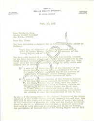 ["Letter From Apache County Attorney Discussing The Voting Rights Act Of 1965 And What That Means For The Literacy Tests That Apache County Would Conduct On Those Registering To Vote."]