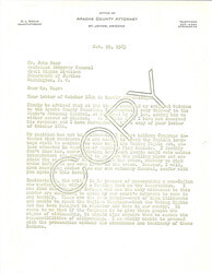 ["Letter To Assistant Attorney General From Apache County Attorney Responding To His Earlier Letter About The Unconstitutionality Of The Voting Rights Act Of 1965."]