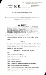 ["Draft Of The Civil Rights Act Of 1966, Which Ensures \"nondiscrimination In Federal And State Jury Selection And Service, To Facilitate The Desegregation Of Public Education And Other Public Facilities, To Provide Judicial Relief Against Discriminatory Housing Practices, To Prescribes Penalties For Certain Acts Of Violence Or Intimidation, And For Other Purposes.\""]