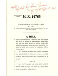 ["Draft Of The Civil Rights Act Of 1966 Introduced By Rep. Celler. The Act Ensures Nondiscrimination In Juries, Desegregation In Public Schools, And Judicial Relief Against Discriminatory Housing Practices."]
