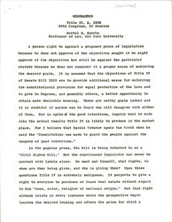 ["Memorandum From Professor Sparks Of New York University About The Civil Rights Act Of 1966 In Opposition Of The Civil Rights Act Of 1966. Sparks States That Property Rights Are Individual Rights That Allow A Person To Determine What Is Done With What One Has Worked To Achieve."]