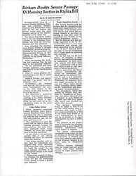 ["Dirksen Statement On The Housing Provision Of The Civil Rights Act. He Did Not Believe That The Senate Would Pass The Housing Section, As He And Katzenbach Could Not Reach A Consensus."]