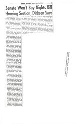 ["Article Covers Dirksen's Statement Saying That The Senate Will Not Pass The Housing Provision In The Civil Rights Act Of 1966."]