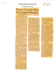 ["Newspaper Article About An African American Couple Denied Housing In Chicago. There Was Debate On Whether The Owner Of The Property Violated Anti- Discrimination Law."]