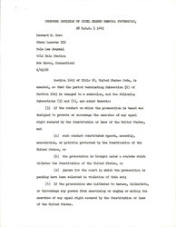 ["Yale Law Journal Article Opposing Section 1443 Of Title 28 Of The Civil Rights Act Of 1966 And Suggesting The Removal Of Title V. Title V Provides Penalties For Intimidation But Fails To Recognize That False Arrest And Persecutions Are Also Intimidation Tactics That Are Used In The South."]