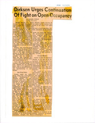 ["Newspaper Article On Senator Everett Dirksen's Speech To The 59th Annual Convention Of The National Association Of Real Estate Boards Highlighting The Innate Logic Problem With The Compulsory Requirements Of Title Iv Housing Of The Civil Rights Act Of 1966, And The Overarching Goal Of Freedom As A Result Of The Legislation."]