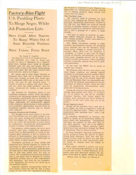["Article About A Suit Filed In Federal District Court Seeking To Open Traditionally White Jobs To African Americans."]