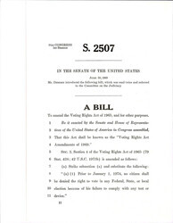 ["Amendments Proposed By Dirksen To Amend The Voting Rights Act Of 1965. Section 4 Bans All Literacy Tests Until January 1, 1974 And The Language Of Section 5, 6, And 8."]