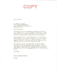 ["Dirksen Letter To Wright About The Civil Rights Bills That He Supported Throughout His Career In The Senate."]