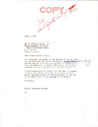 ["Letter To The Superintendent Of The Virginia Baptist Children's Home Regarding The Eviction Of Children Under The Civil Rights Act Of 1964. Dirksen Was Studying How The Civil Rights Legislation Was Impacting American Citizens All Over The Country."]