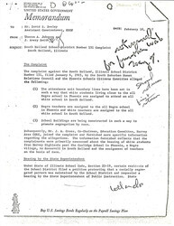 ["Memo About Complaint Against South Holland's School District 151 Filed By South Suburban Human Relations Council And The Phoenix Schools Citizens Committee. The Complaint States That There Is An Attendance Boundary For White Students Who Live Closer To The Phoenix Black School Attending The White School In South Holland, Black Teachers Are Assigned To Only Teach In The Black School (the Same Goes For White Teachers), And The School Buildings Are Constructed To Promote Segregation."]