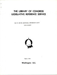 ["Legislative Reference Service Guide To Finding Sources About Your Subject. Suggestions Include: Books, Encyclopedias, Magazine And Newspaper Articles, Yearbooks, Handbooks, Statistical Sources, Book Reviews, Biographical Information, And Federal Government Documents"]