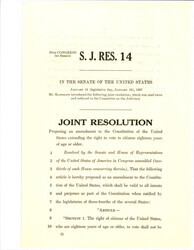 ["Joint Resolution 14 Proposing An Amendment To The Constitution Extending The Right To Vote To Citizens 18 Or Older."]