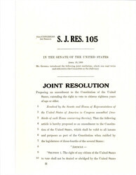 ["Joint Resolution To Extend The Right To Vote To Citizens 18 Years Or Older Proposed By Senator Goodell."]