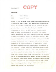 ["Memo Informing Dirksen About The Decision Of Jones V. Mayer In Which Dealt With Discrimination In Housing. Mayer Refused To Sell A Home To A Black Couple Solely Because Of Their Race."]