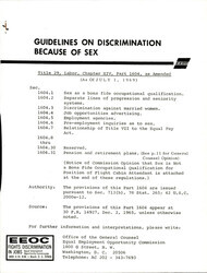["Sex Based Discrimination In Employment, Against Married Women, Job Advertising, Agencies, And Retirement And Pensions Plans"]