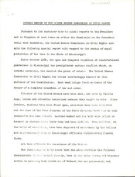 ["The Report Details Riots And Acts Of Violence That Have Occured Around The Country, Specifically In Mississippi. Mississippi Refuses To Comply With The Supreme Court's Barnett Decision Stating Segregation Of Schools Violates The Equal Protection Clause Of The Constitution."]