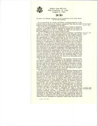 ["Voting Rights Act Of 1965, Protects The Right To Vote For Minorities And Prescribes Persecution For Those That Try To Intimidate Or Use Violence To Keep Minorities From Voting."]