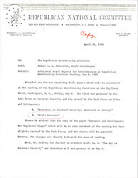 ["Memo From Robert L.L. Mccormick, Of The Republican National Committee, About Congress Providing Federal Assistance For Controlling Civil Disorders So That Communities Can Prepare To Respond. They Also Recommend States And Cities To Adopt Laws And Ordinances To Deal With Civil Disorder As Well As Urge Congress To Establish A Joint Congressional Committee On Riots And Civil Disorders."]