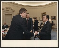 ["Information in title from back of photo. Stamp: Official White House photograph."]