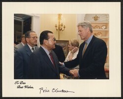 ["Signed on front: To Dan Best Wishes, Bill Clinton. Stamp: Official White House photograph."]
