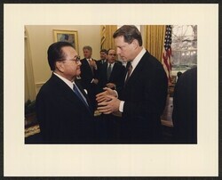 ["Information in title from back of photo. Stamp: Official White House Photo."]