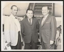 ["Caption: Senator Inouye and Senator Howard Cannon of Nevada (on right). Written on post-it: Las Vegas 1964."]