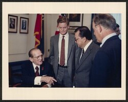 ["Caption: Dec. 1987, 40th anniv. in Senate for Sen. John Stennis. Official."]