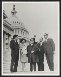 ["Caption: The enclosed pictures are for file or scrap book, please note that pictures were taken November 14, 1969, on the House East steps."]