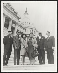 ["Caption: The enclosed pictures are for file or scrap book, please note that pictures were taken November 14, 1969, on the House East steps."]