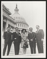 ["Caption: The enclosed pictures are for file or scrap book, please note that pictures were taken November 14, 1969, on the House East steps."]