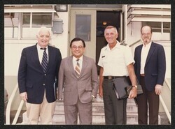 ["Caption: DKI with F. Kelly, R. Collins, and BG Art Williams, Cmdr-Pac. Ocean Div., US Army Corps of Engineers June 1988."]