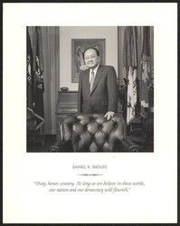 ["Printed on front: Daniel K. Inouye \"Duty, honor, country. As long as we believe in these words, our nation and our democracy will flourish.\""]
