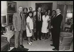 ["Caption: Breakfast at Senator Mansfield's. Monday, September 23, 1974, 7:00 AM. Stamp: Official Photograph The White House."]