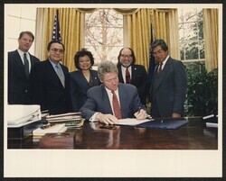 ["Information in title from back of photo. Stamp: Official White House Photo."]